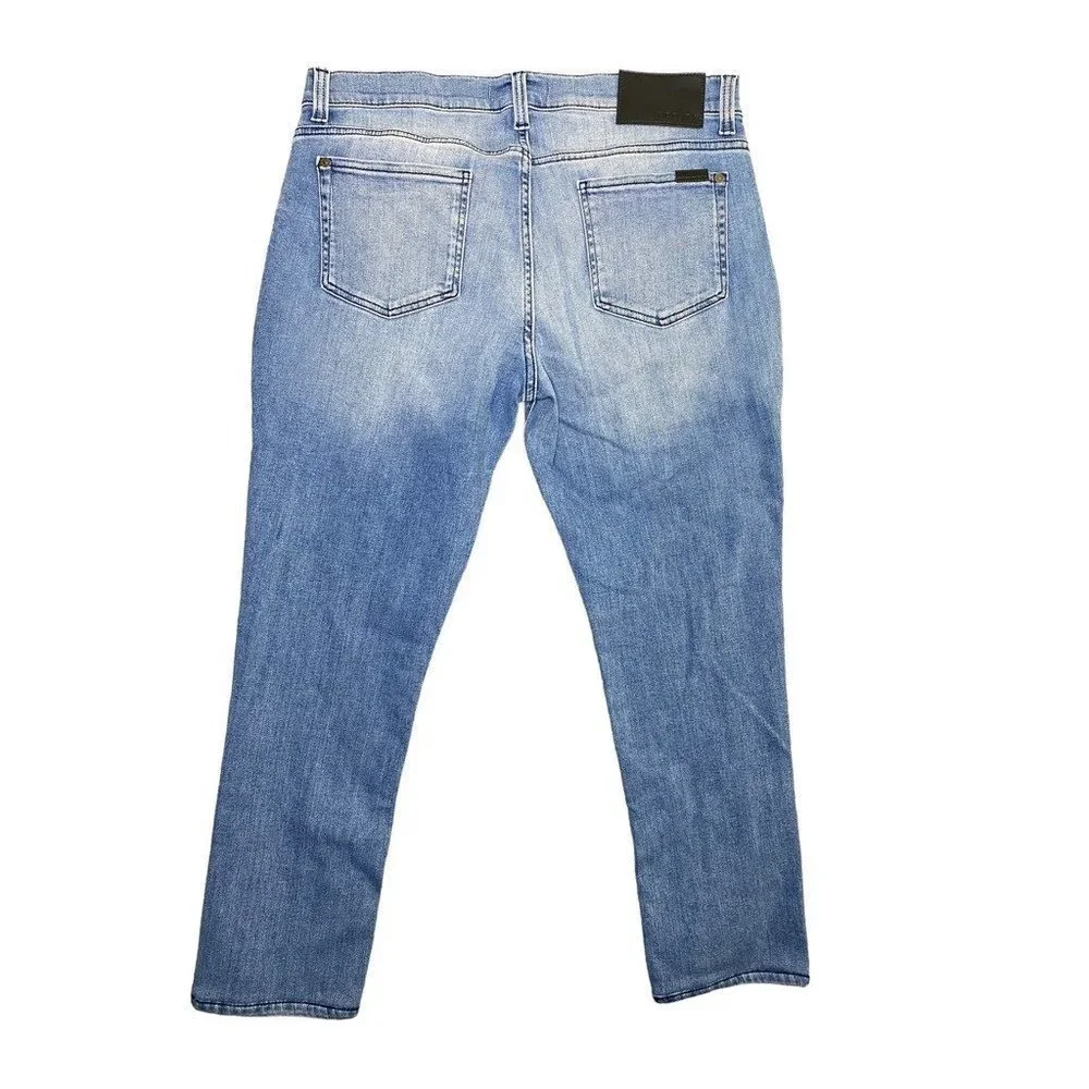 Fidelity Mens Torino Classic Straight Jeans Blue Stretch Light Wash Denim 34 New